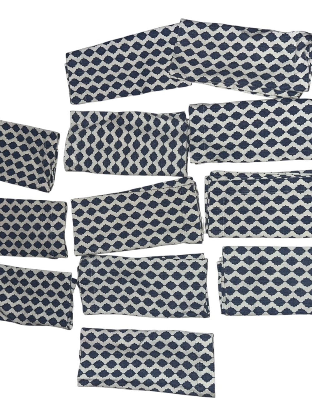 Pehr Chambray Blue Indian block print set 12 cotton napkins